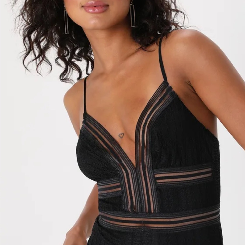 Lulu’s black lace/sheer bodysuit, size small, worn once